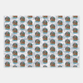 おもしろいクリスマスサンタプグスノースグローブクリスマス ラッピングペーパーシート (正面3)