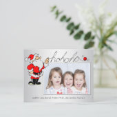 おもしろいクリスマスサンタホホホホー家族ポートレート写真 シーズンポストカード (スタンド正面)