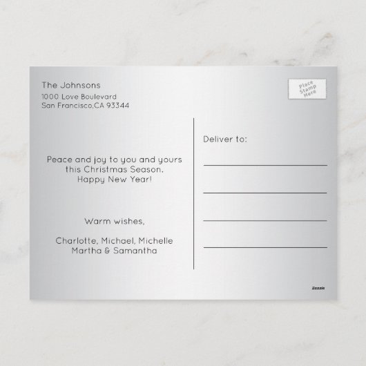 おもしろいクリスマスサンタホホホホー家族ポートレート写真 シーズンポストカード (裏面)