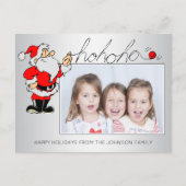 おもしろいクリスマスサンタホホホホー家族ポートレート写真 シーズンポストカード (正面)
