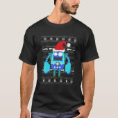 おもしろいクリスマスサンタロボットゲーマーマッチングクリスマス Tシャツ (正面)