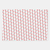 おもしろいクリスマスサンタ小妖精や小人トナカイ顔マスク ラッピングペーパーシート (正面)