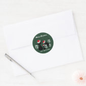 おもしろいクリスマスサンタ猫ファミリー ラウンドシール (封筒)