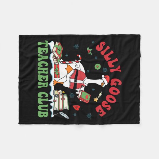 おもしろいクリスマスサ間抜けンタグース先生クラブアニ フリースブランケット (正面(横))