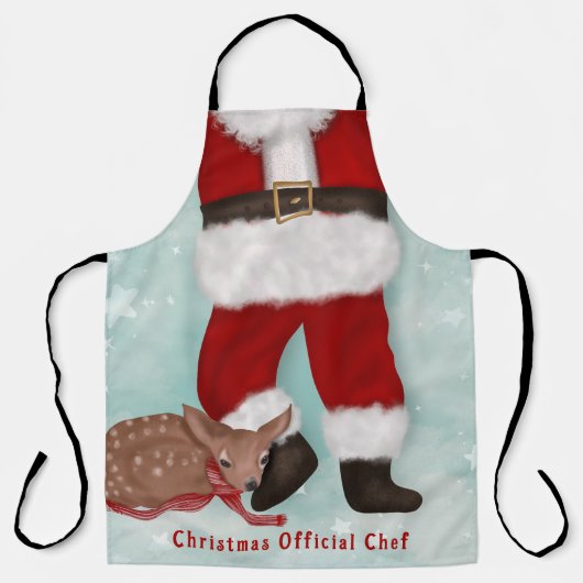 おもしろいクリスマスシェフのサンタのスーツと鹿 エプロン (正面)
