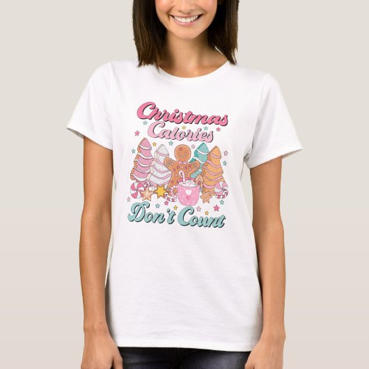 おもしろいクリスマスシャツクリスマスカロリーレトロ Tシャツ (正面)
