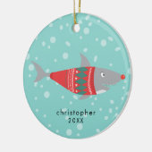 おもしろいクリスマスシャークセラミックオーナメント セラミックオーナメント (左)