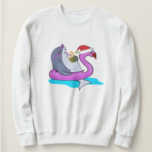 おもしろいクリスマスシャークデザインフード付きスウェットシャツ汗シャツ スウェットシャツ (デザイン正面)