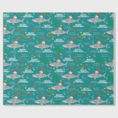 おもしろいクリスマスシャークメリークリスマス ラッピングペーパー (フラット)