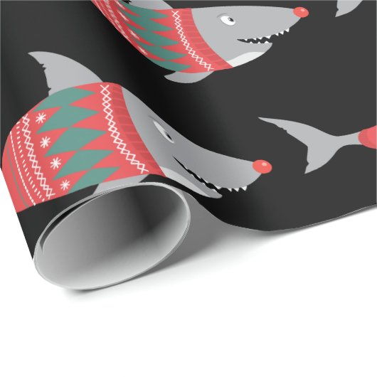 おもしろいクリスマスシャーク包装紙 ラッピングペーパー (ロールコーナー)