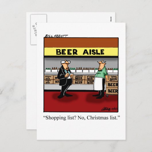 おもしろいクリスマスショッピングユーモアはがき シーズンポストカード (正面/裏面)