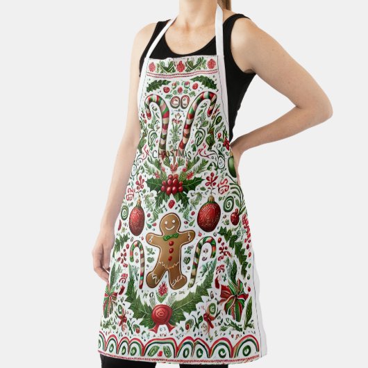 おもしろいクリスマスジンジャーブレッドマンキャンディーケーンオーナメント エプロン (インサイチュ)