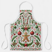おもしろいクリスマスジンジャーブレッドマンキャンディーケーンオーナメント エプロン (正面)