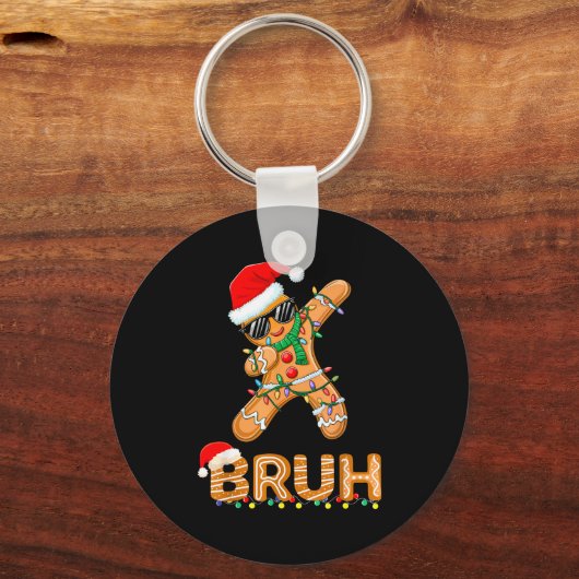 おもしろいクリスマスジンジャーブレッドマン男子中学生のための面白いギフト キーホルダー (正面)