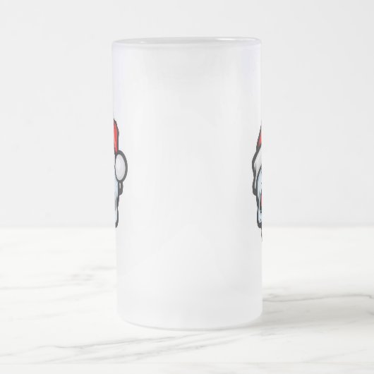 おもしろいクリスマススカル、漫画スタイル フロストグラスビールジョッキ (中央)