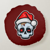 おもしろいクリスマススカル、漫画スタイル ラウンドクッション (裏面)
