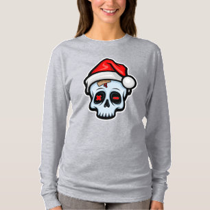 おもしろいクリスマススカル、漫画スタイル Tシャツ