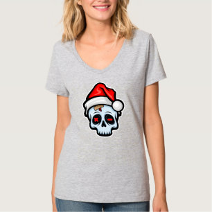 おもしろいクリスマススカル、漫画スタイル Tシャツ
