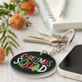 おもしろいクリスマススクワッドファミリーホリデー キーホルダー (正面右)