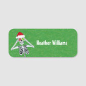 おもしろいクリスマススケルトンオーナメントハットグリーン金ゴールド 名札 (正面)