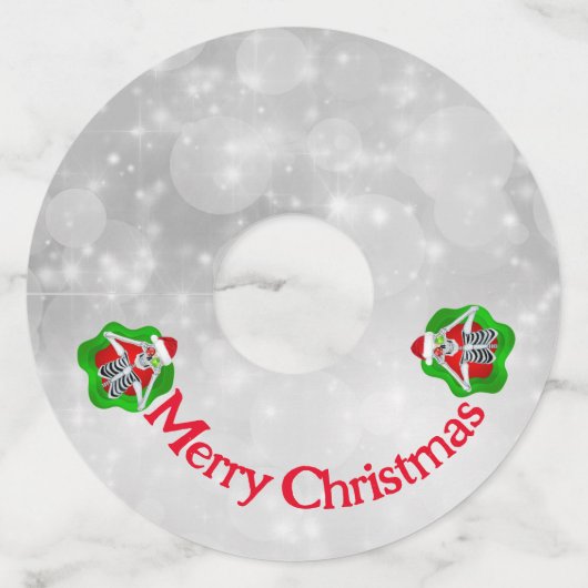 おもしろいクリスマススケルトンオーナメント帽子サークル ワイングラスタグ (正面)