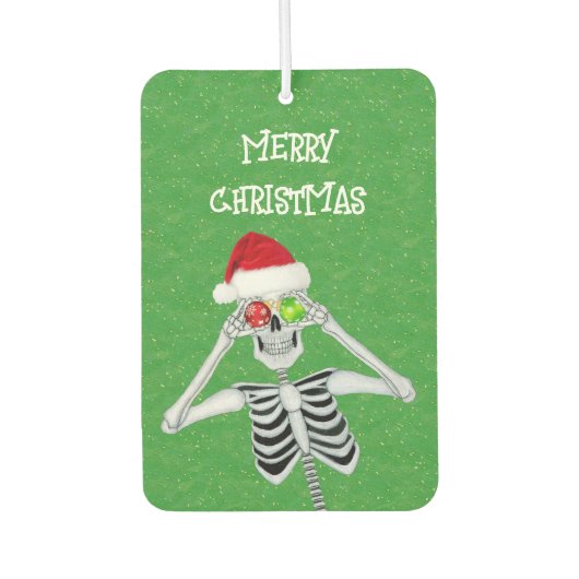 おもしろいクリスマススケルトンオーナメント眼球グリーン カーエアーフレッシュナー (正面)