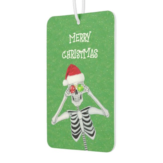 おもしろいクリスマススケルトンオーナメント眼球グリーン カーエアーフレッシュナー (左)