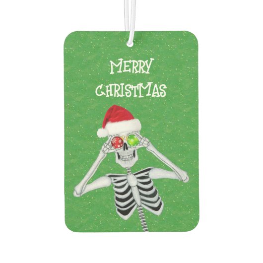 おもしろいクリスマススケルトンオーナメント眼球グリーン カーエアーフレッシュナー (裏面)