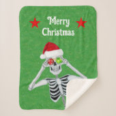 おもしろいクリスマススケルトンオーナメント眼球赤星 シェルパブランケット (正面)