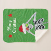 おもしろいクリスマススケルトンオーナメント眼球赤星 シェルパブランケット (正面(横))