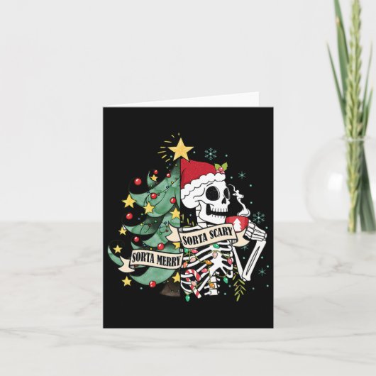 おもしろいクリスマススケルトンメリーソルタソルタホラーF カード (正面)