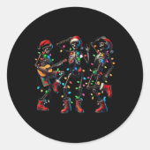 おもしろいクリスマススケルトン踊りクリスマス軽音楽 ラウンドシール (正面)
