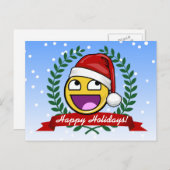 おもしろいクリスマススタイル素晴らし顔ミーム シーズンポストカード (正面/裏面)