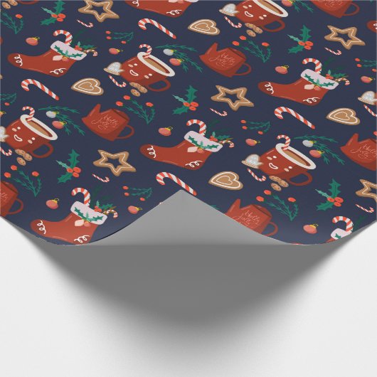 おもしろいクリスマスストッキングとトリートラッピング紙 ラッピングペーパー (角)