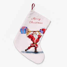 おもしろいクリスマスストッキングボディビルダーサンタクロース スモールクリスマスストッキング
