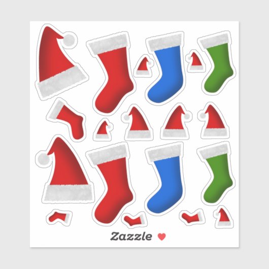 おもしろいクリスマスストッキング&クリスマスサンタハッツ シール (シート)