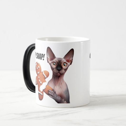 おもしろいクリスマススフィンクス猫ジンジャーブレッドマンOh Snap モーフィングマグカップ (正面左)