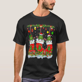 おもしろいクリスマスソックスのアリゲーターライトアリゲーターChr Tシャツ