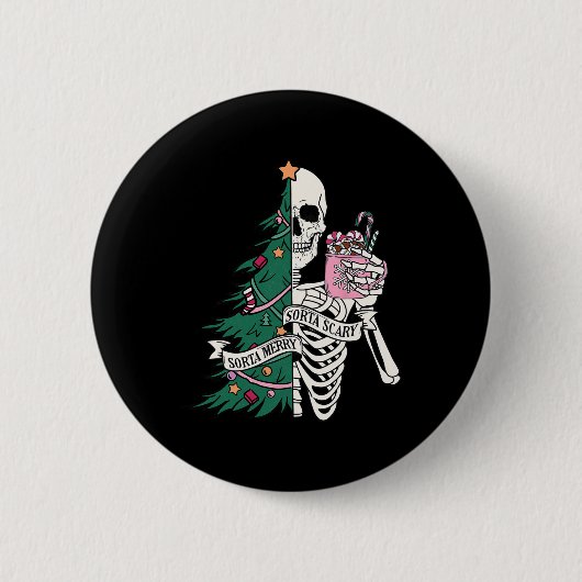 おもしろいクリスマスソメリールタソルタ怖いスケルトンXma 缶バッジ (正面)
