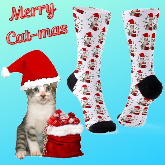 おもしろいクリスマスタブビーキャットサンタ ソックス