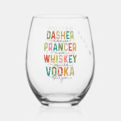 おもしろいクリスマスタンブラーDasher Prancer Blitzen ステムなしワイングラス (裏面)
