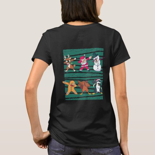 おもしろいクリスマスダビング動物ライン踊り Tシャツ (裏面)