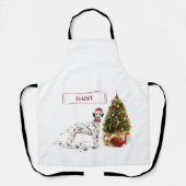 おもしろいクリスマスダルマチア犬と木 エプロン (正面)