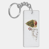 おもしろいクリスマスダルマチア犬と木 キーホルダー (正面左)