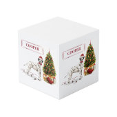 おもしろいクリスマスダルマチア犬と木 フォトキューブ (裏面アングル)