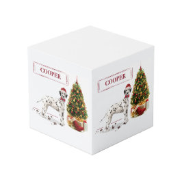 おもしろいクリスマスダルマチア犬と木 フォトキューブ