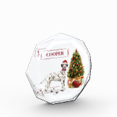 おもしろいクリスマスダルマチア犬と木 フォトブロック (左)