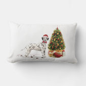 おもしろいクリスマスダルマチア犬と木 ランバークッション (正面)