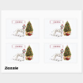 おもしろいクリスマスダルマチア犬と木 長方形シール (シート)