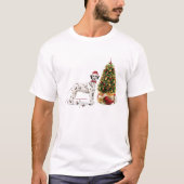 おもしろいクリスマスダルマチア犬と木 Tシャツ (正面)